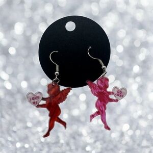 Red and Pink Angel Earrings